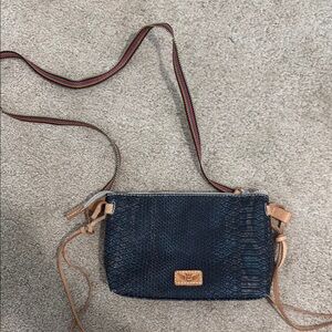 Consuela Black Crossbody Bag with Tan Accents
